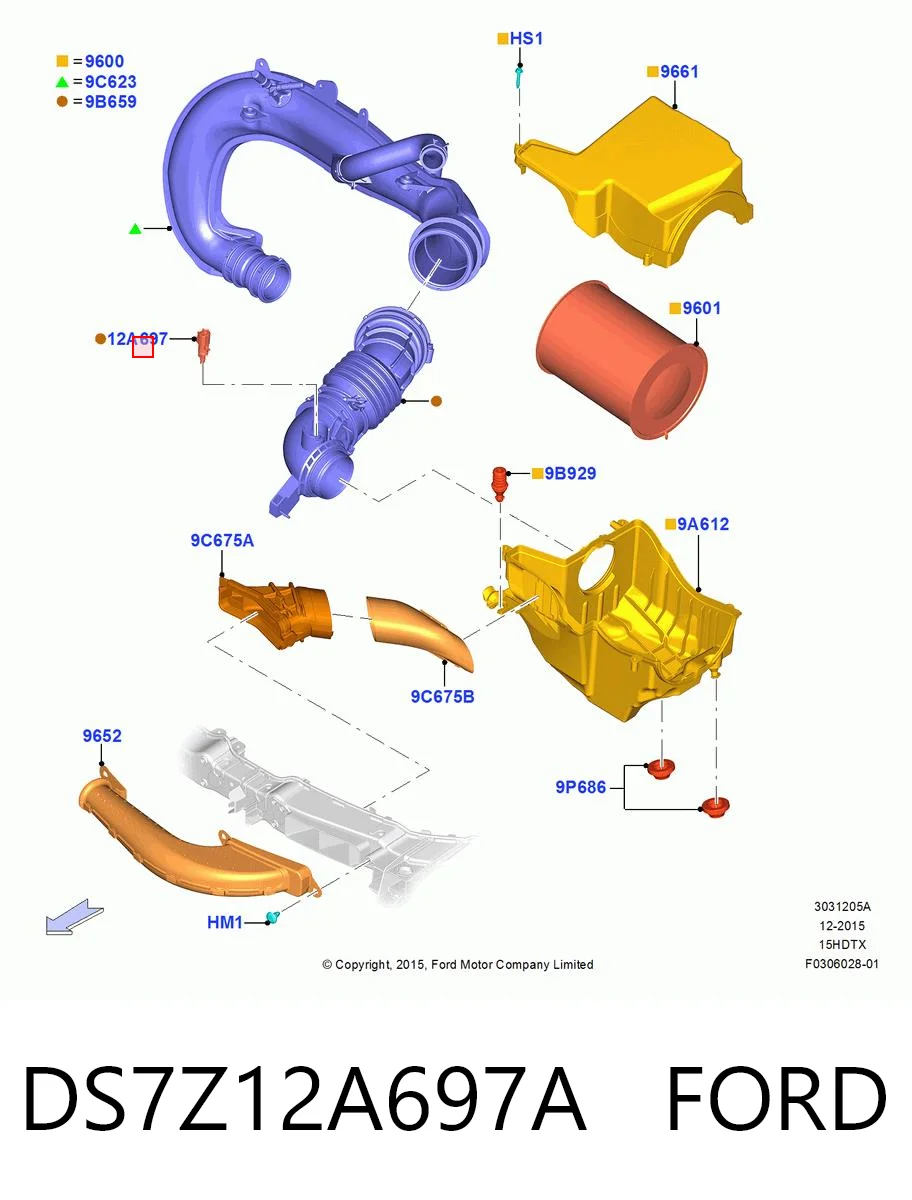 Sensor de temperatura da mistura de ar Ford Focus IV HN