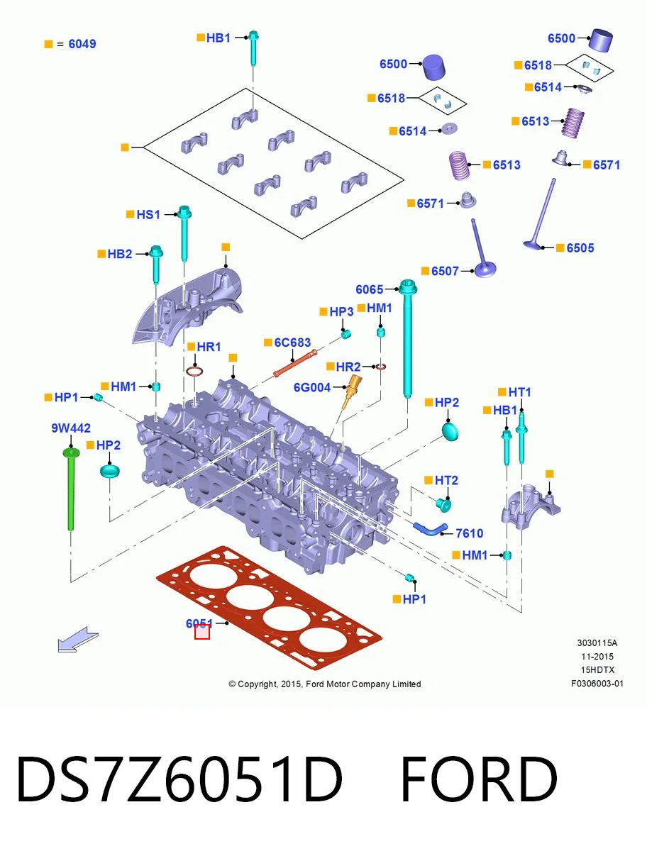 DS7Z6051D Ford Vedante de cabeça de motor (CBC)