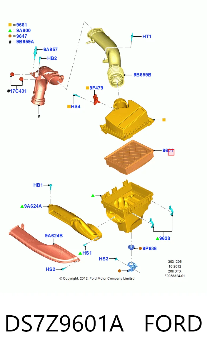 DS7Z9601A Ford Filtro de ar