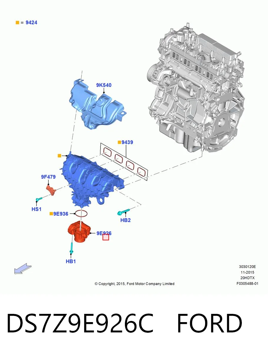  Válvula de borboleta montada Ford Escape II SUV (DM2) (2012 - 2019) II