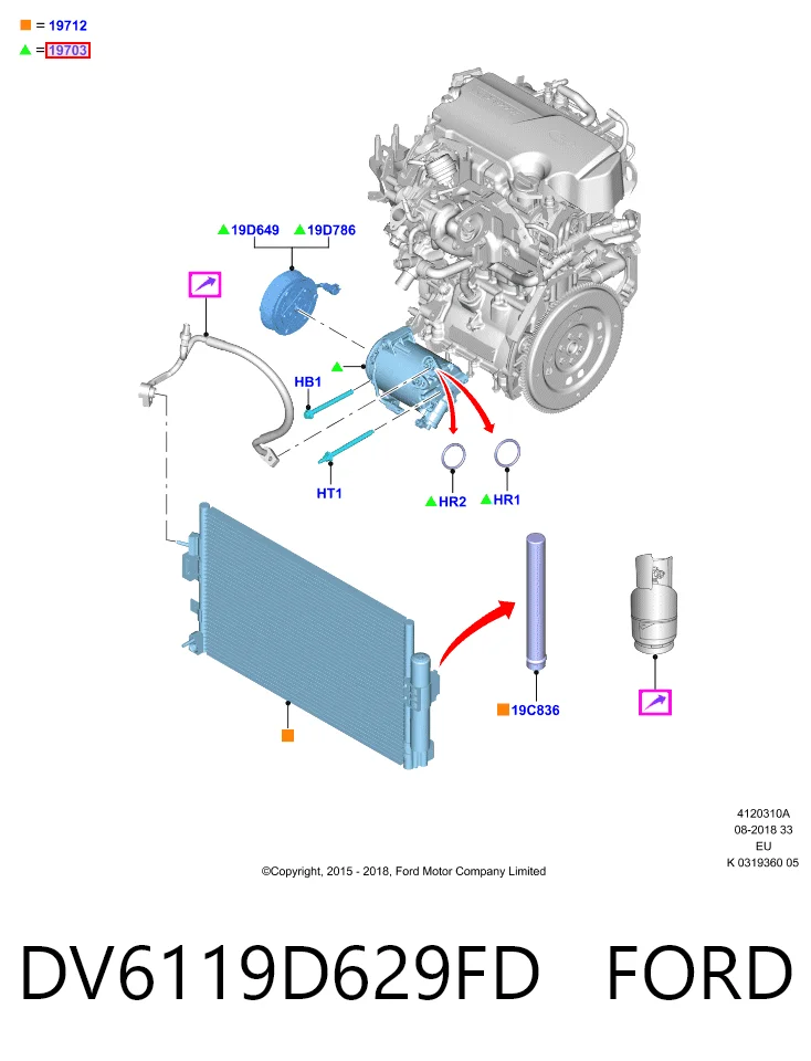 DV6119D629FD Ford Compressor de aparelho de ar condicionado