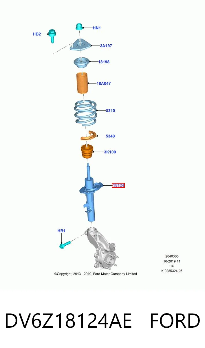 DV6Z18124AE Ford Amortecedor dianteiro esquerdo