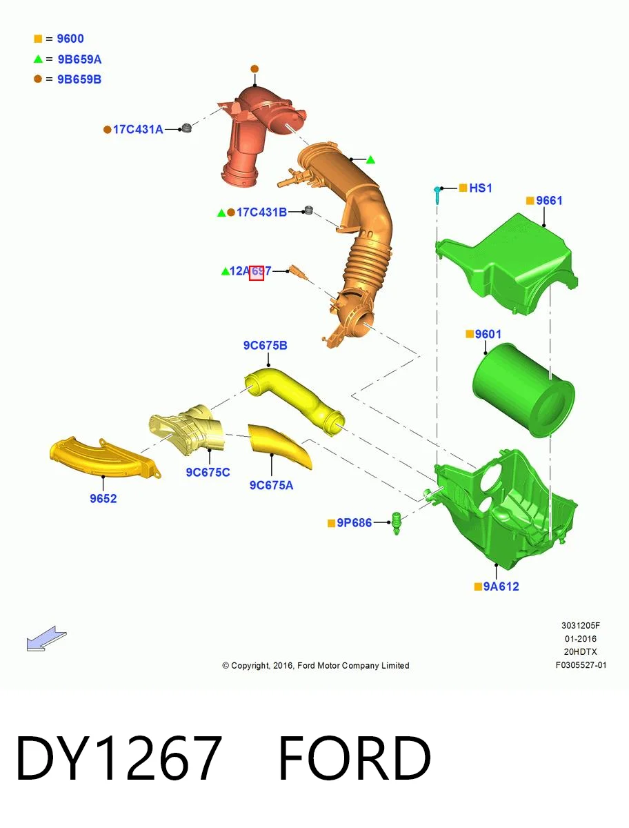  Sensor de temperatura da mistura de ar Ford Focus IV hatchback (HN) (2018 - 2026) IV
