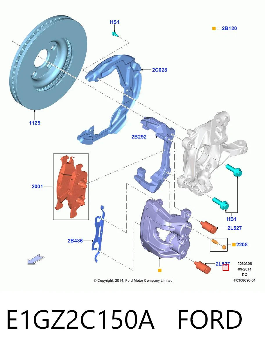 E1GZ2C150A Ford Kit de reparação de suporte do freio dianteiro