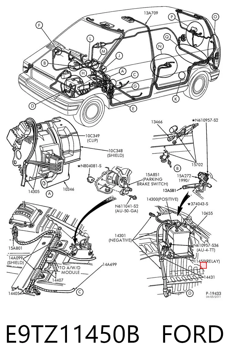 E9TZ11450B Ford Relê retrator do motor de arranco