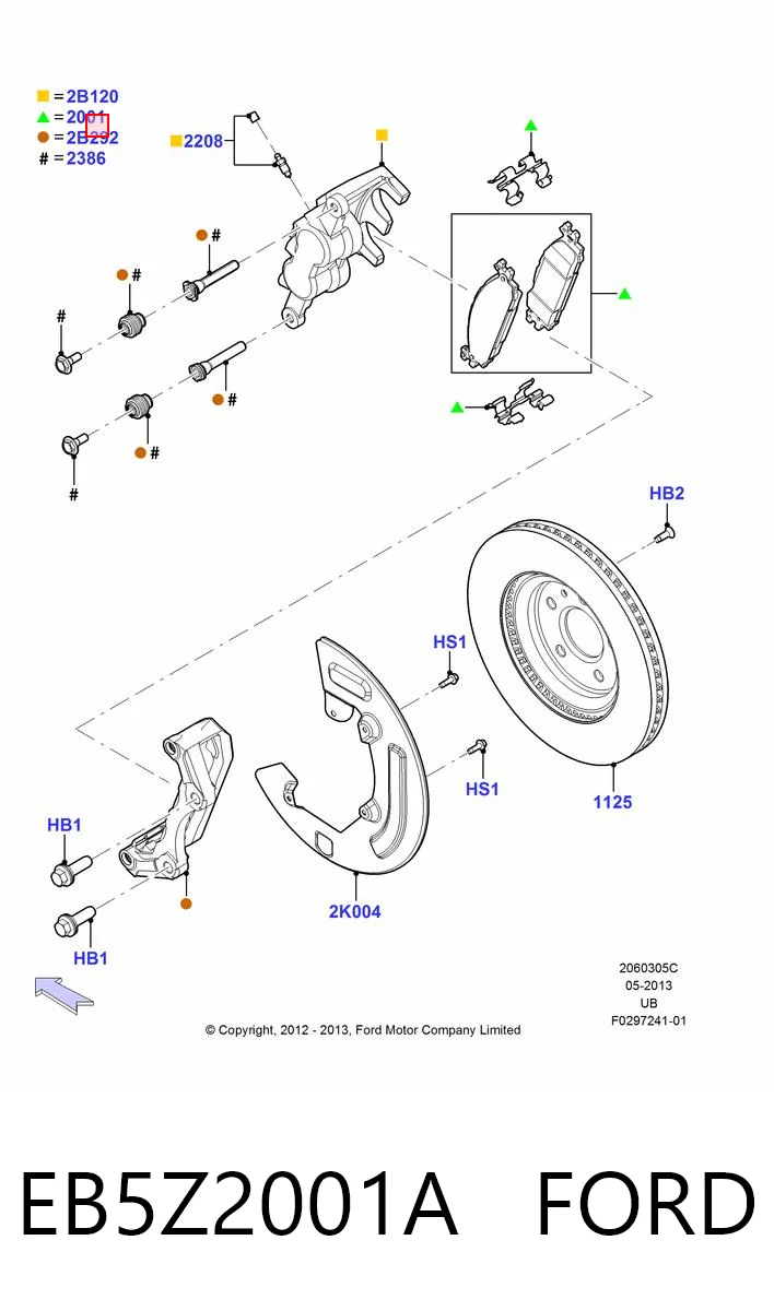 EB5Z2001A Ford Sapatas do freio dianteiras de disco