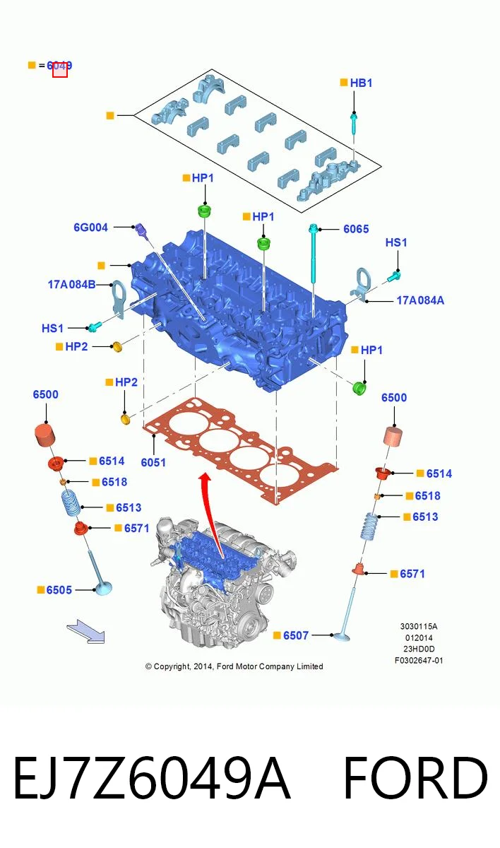 EJ7Z6049A Ford Cabeça de motor (CBC)