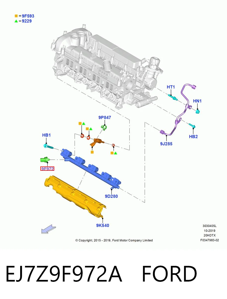 EJ7Z9F972A Ford Sensor de pressão de combustível