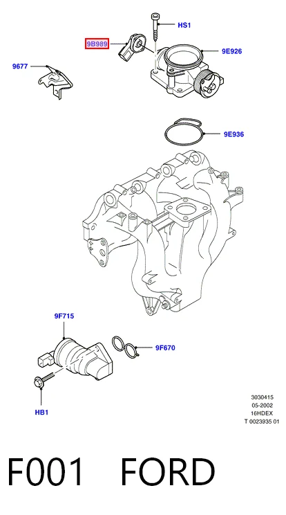 F001 Ford Sensor de posição da válvula de borboleta (potenciômetro)