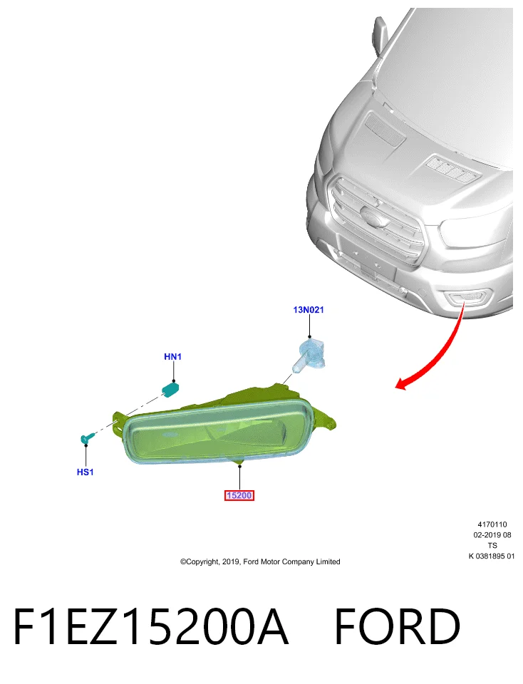 F1EZ15200A Ford Luzes de nevoeiro direitas