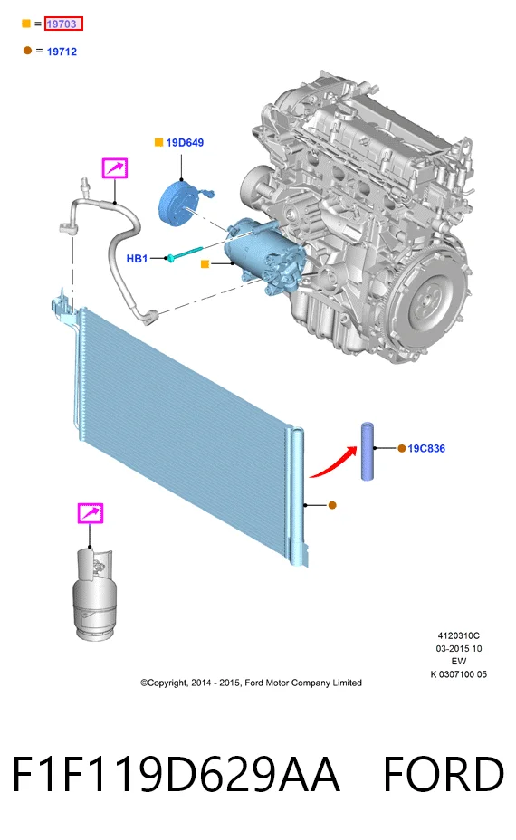 F1F119D629AA Ford Compressor de aparelho de ar condicionado