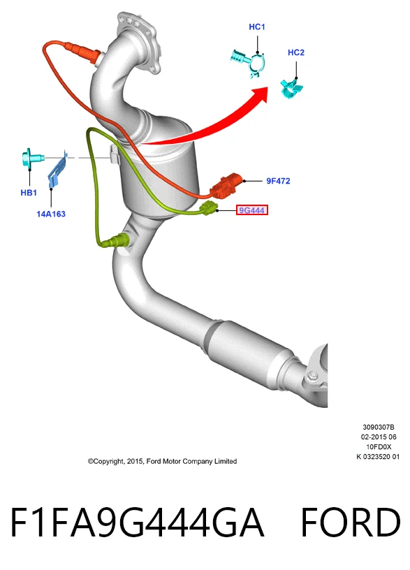 F1FA9G444GA Ford Sonda lambda, sensor de oxigênio