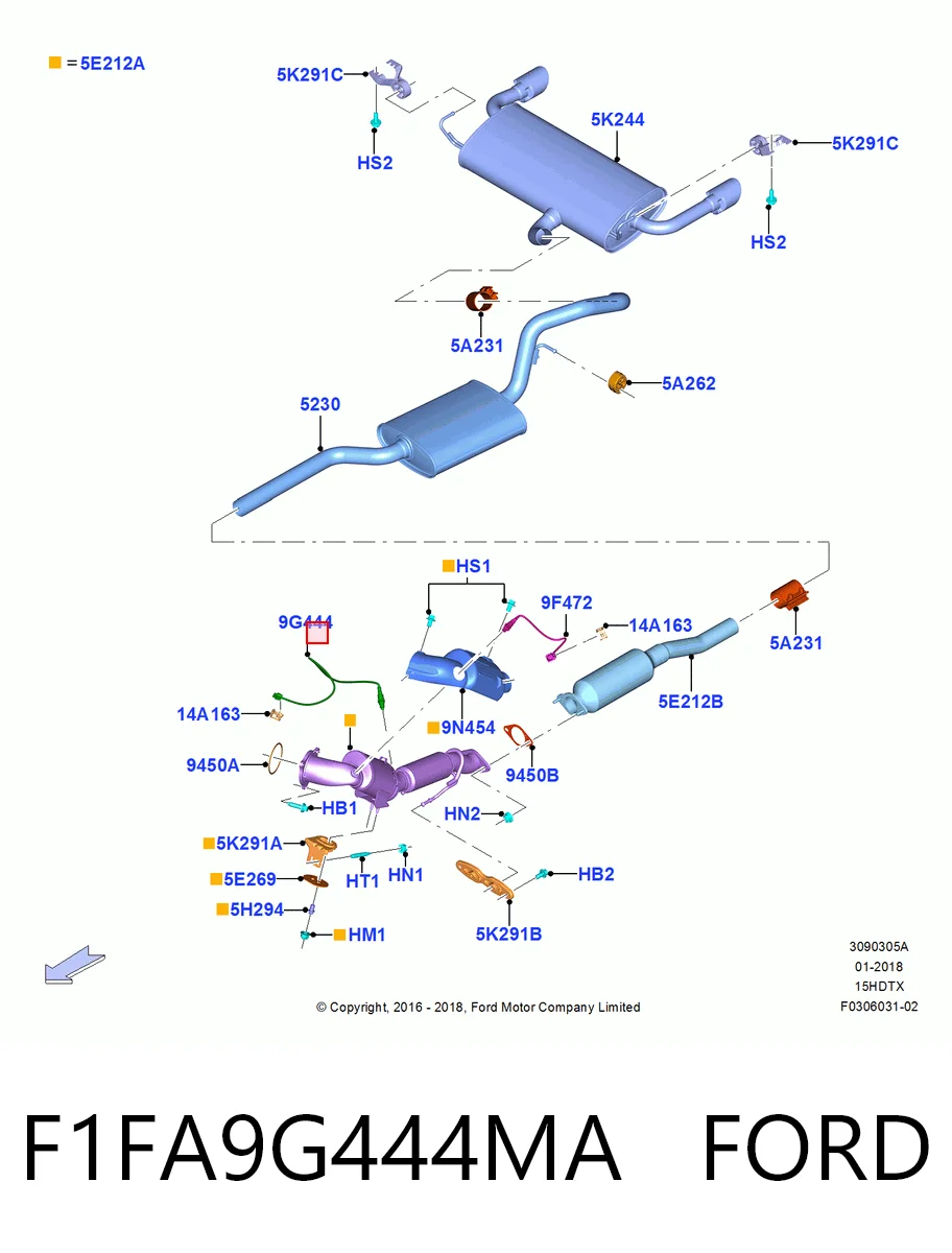 F1FA9G444MA Ford Sonda lambda, sensor de oxigênio
