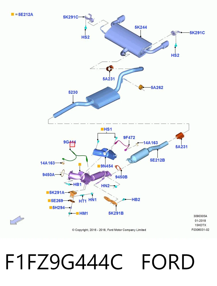 F1FZ9G444C Ford Sonda lambda, sensor de oxigênio