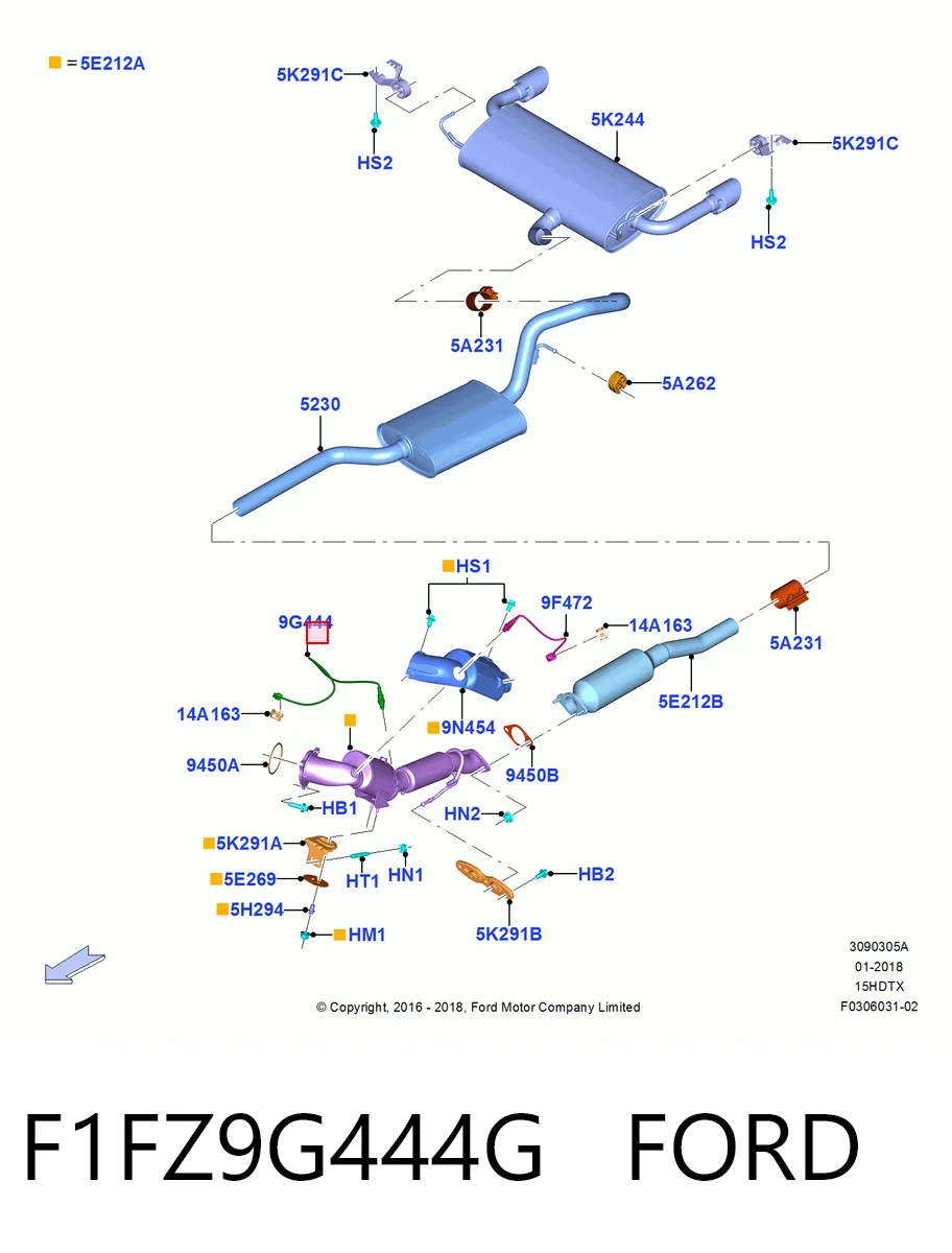 F1FZ9G444G Ford Sonda lambda, sensor de oxigênio