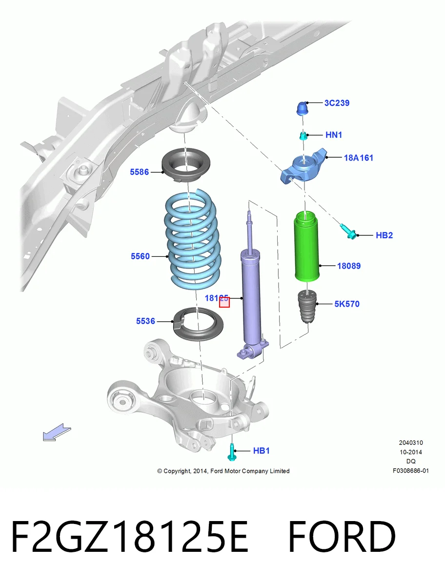 F2GZ18125E Ford Amortecedor traseiro