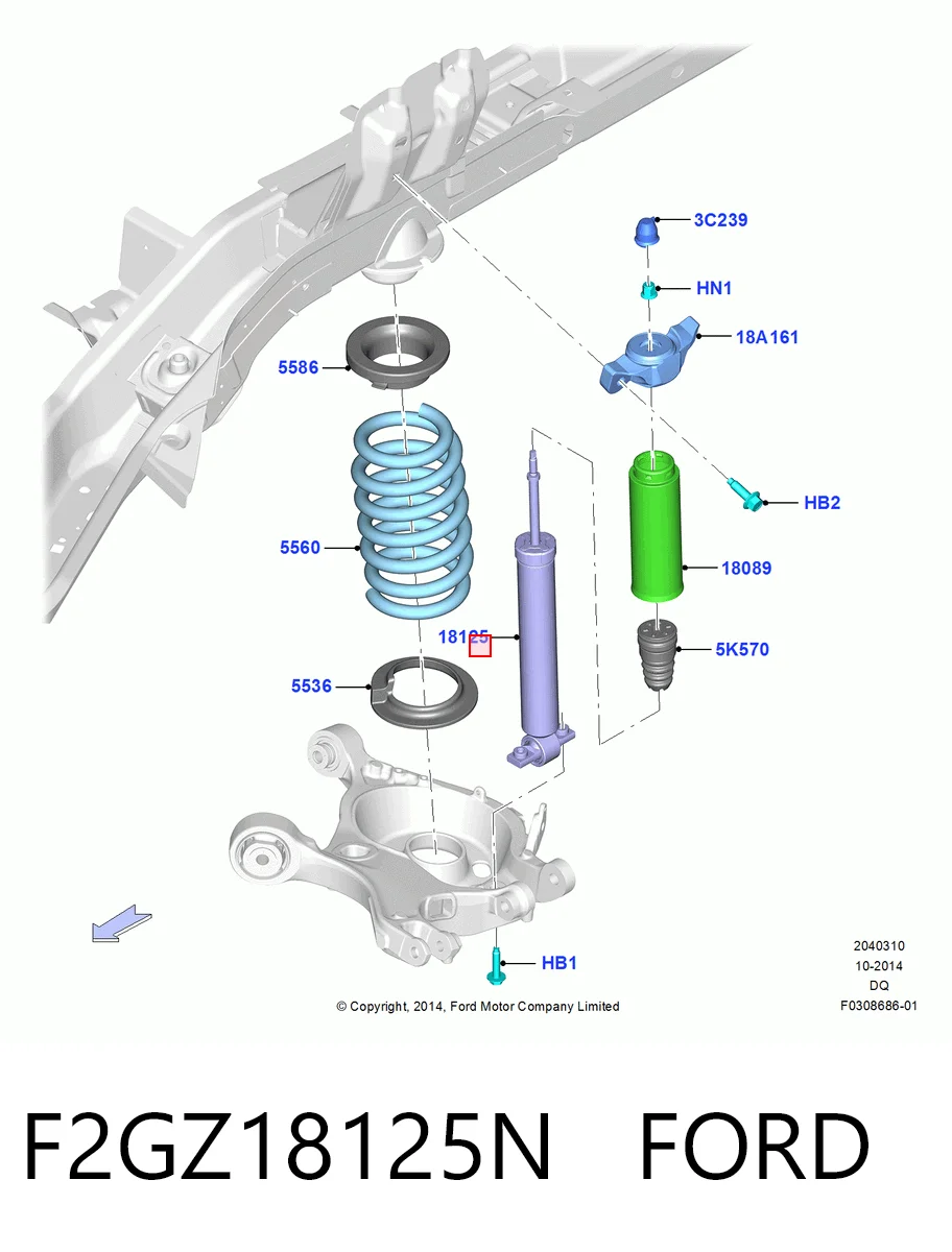 F2GZ18125N Ford Amortecedor traseiro