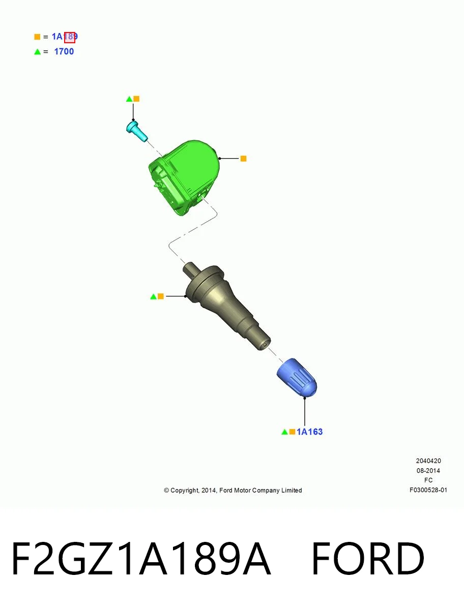 F2GZ1A189A Ford Sensor de pressão de ar nos pneus