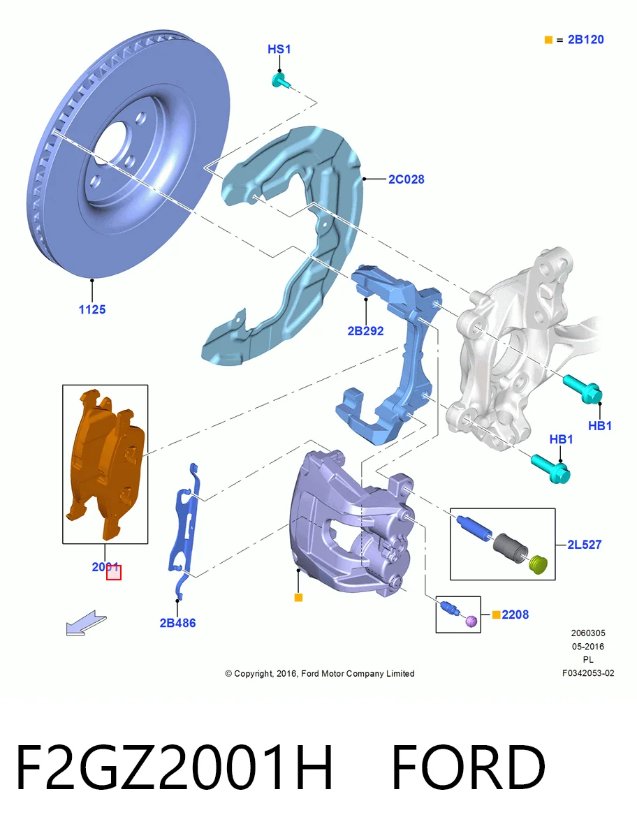 F2GZ2001H Ford Sapatas do freio dianteiras de disco