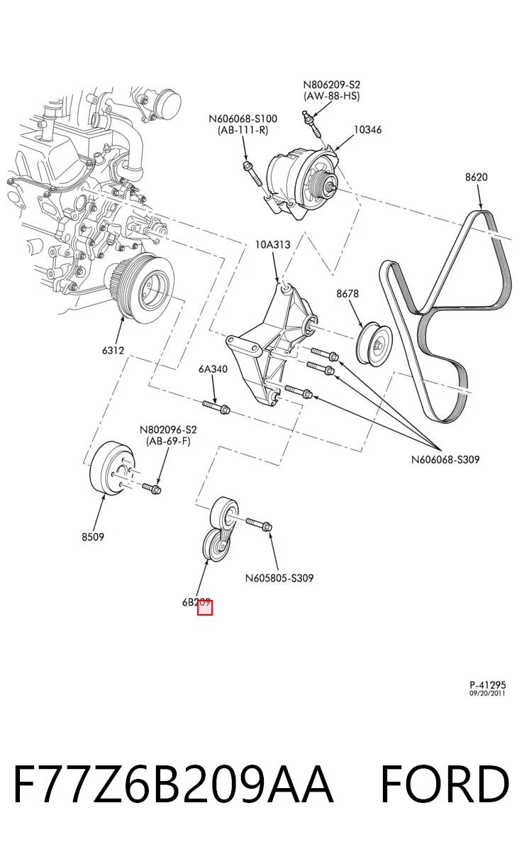 F77Z6B209AA Ford Reguladora de tensão da correia de transmissão
