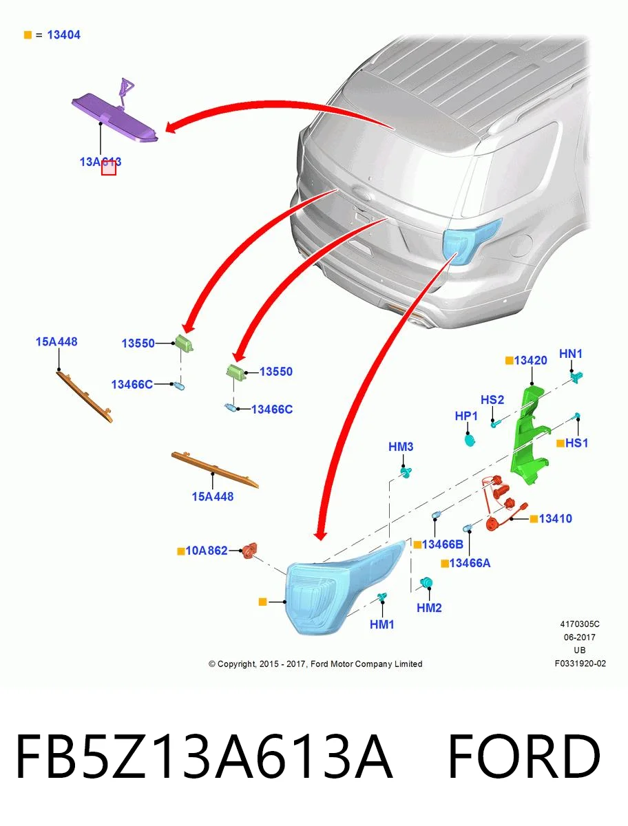 Sinal de parada traseiro adicional para Ford Explorer  U5