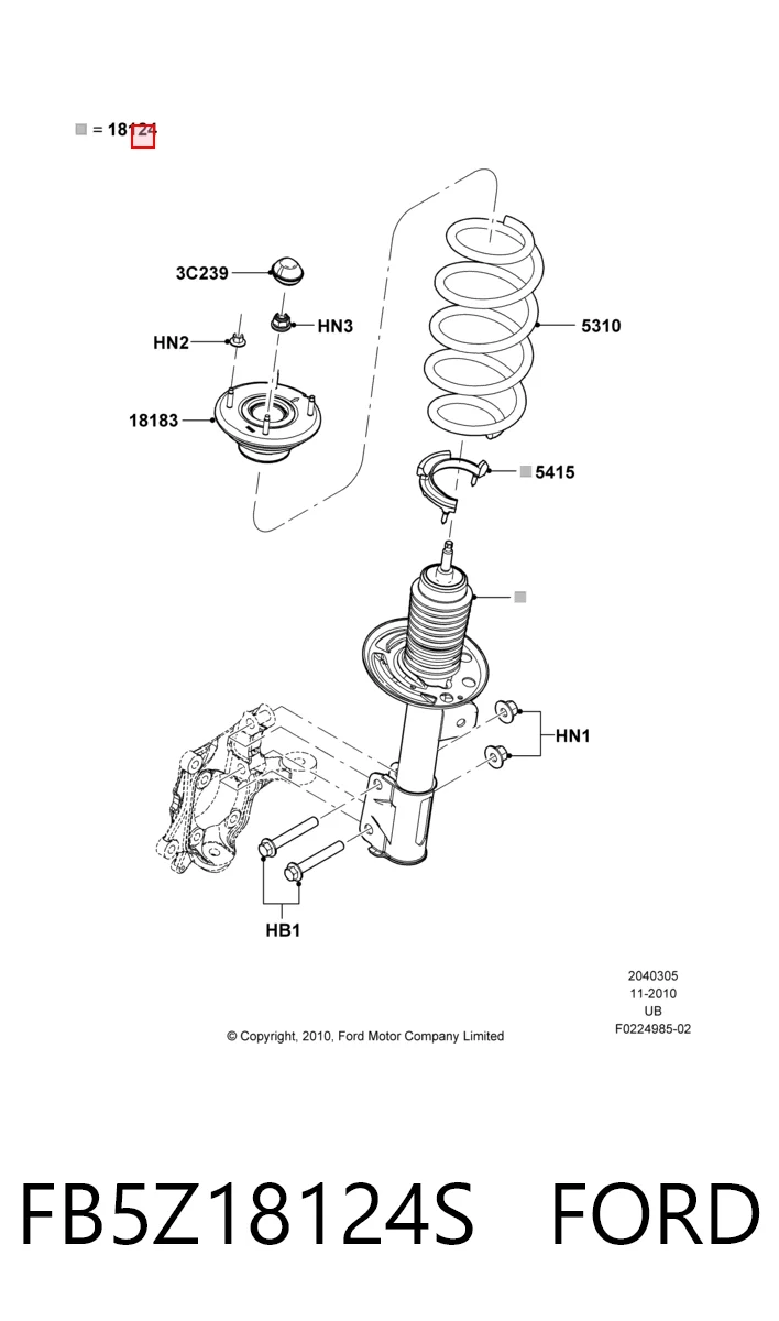 FB5Z18124S Ford Amortecedor dianteiro direito