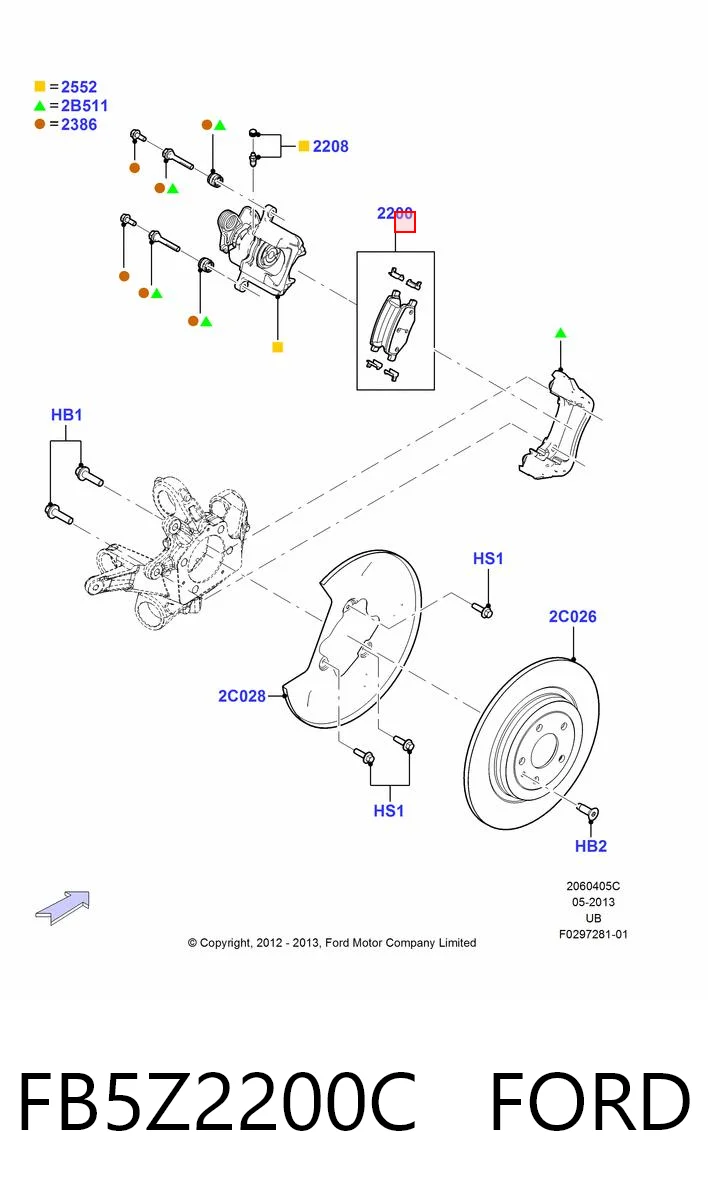 FB5Z2200C Ford Sapatas do freio traseiras de disco