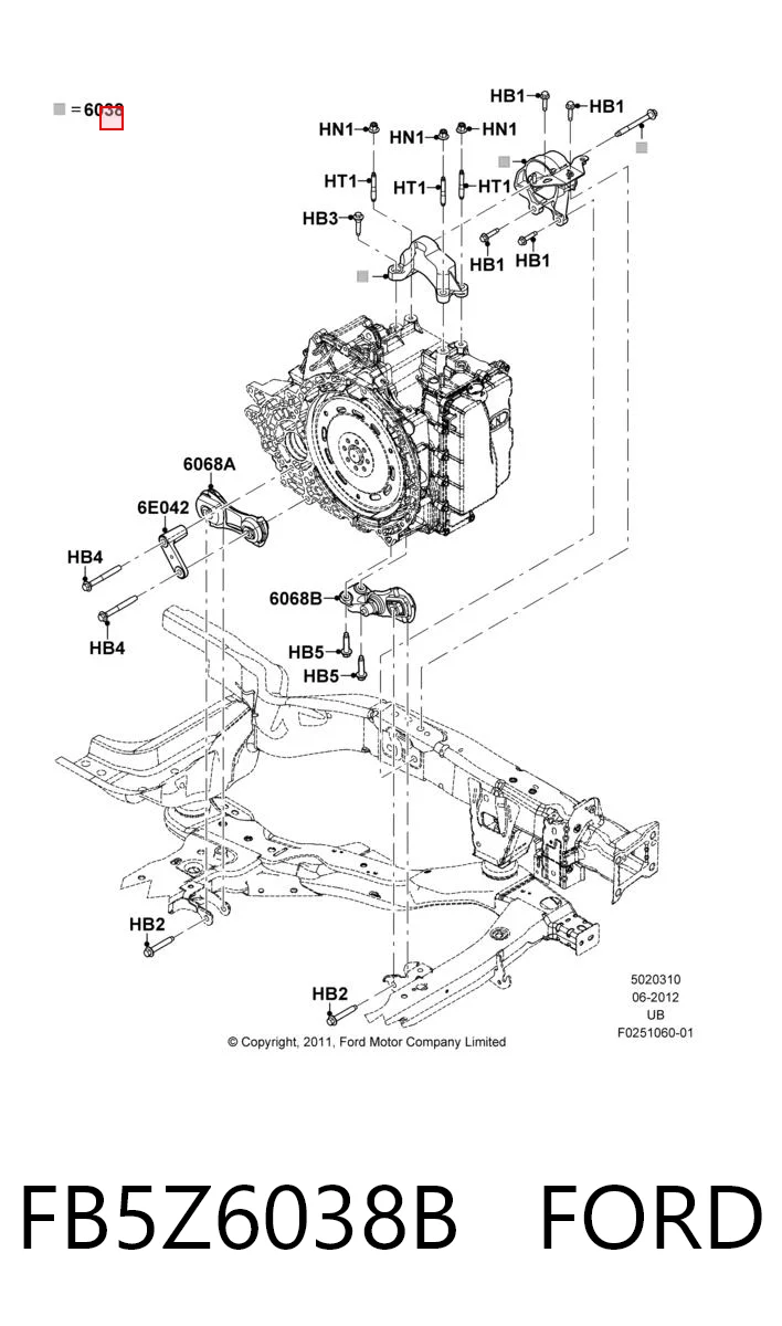  Coxim de transmissão (suporte da caixa de mudança) Ford Explorer SUV (U5) (2011 - 2019) 