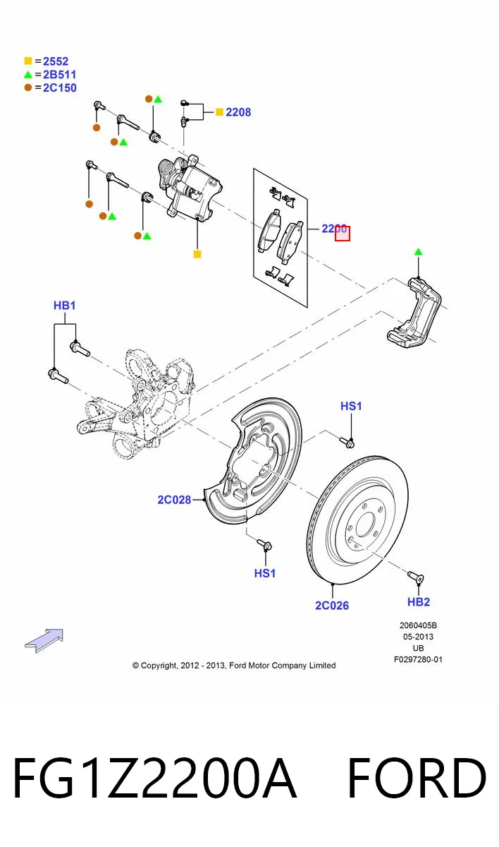 FG1Z2200A Ford Sapatas do freio traseiras de disco