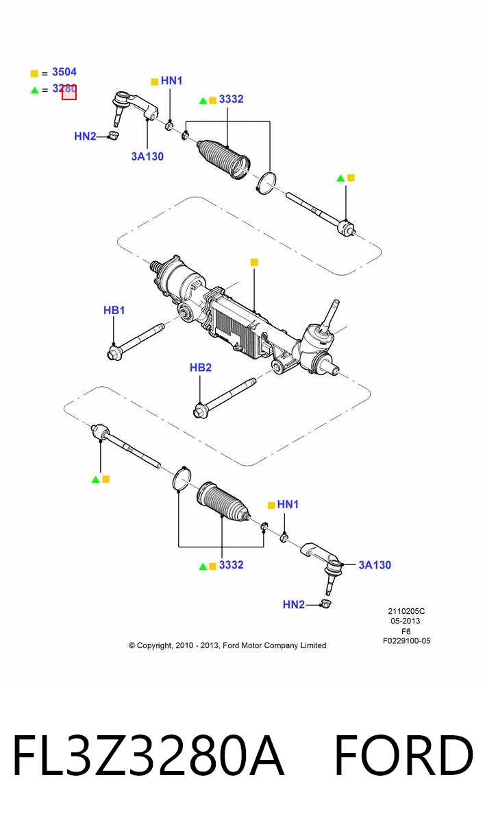 FL3Z3280A Ford Tração de direção