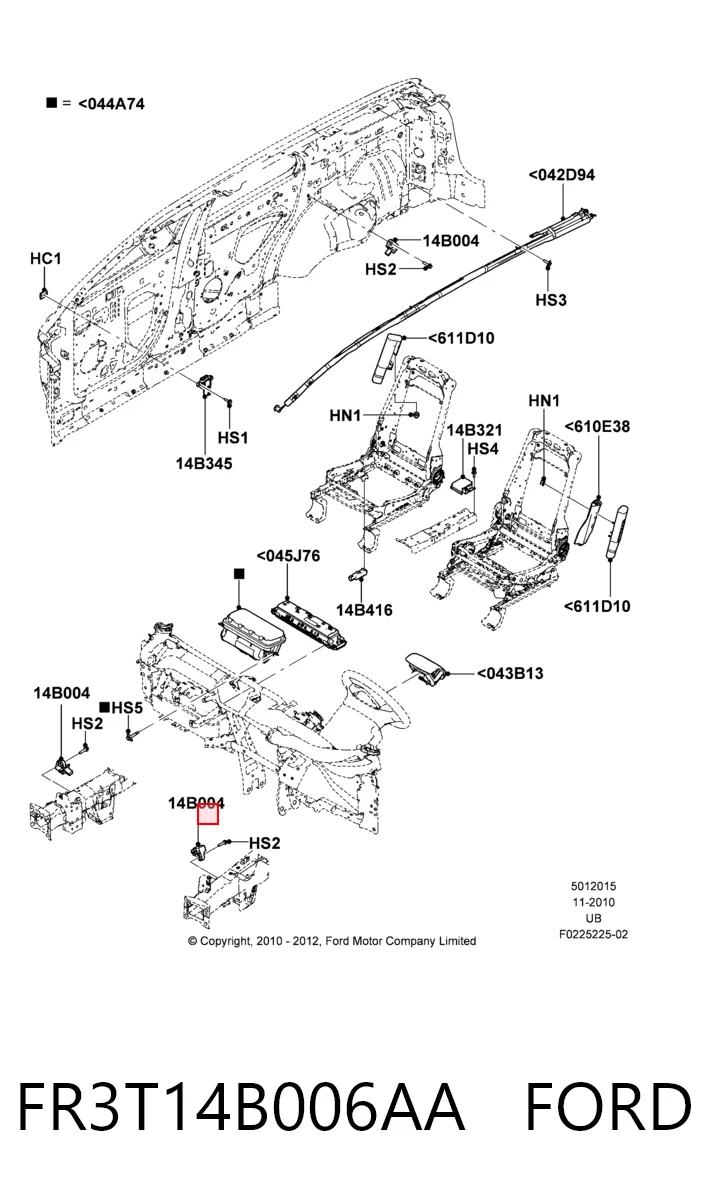 FR3T14B006AA Ford Sensor AIRBAG dianteiro