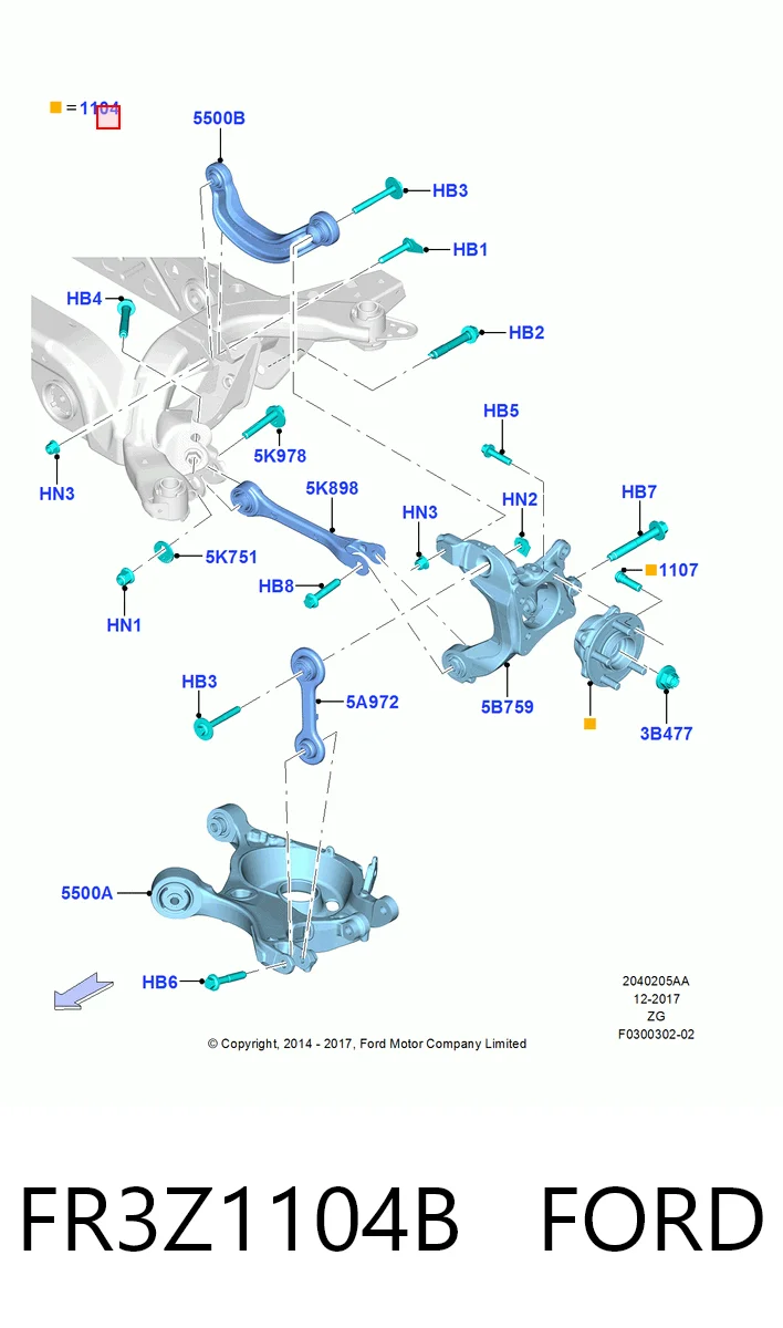 FR3Z1104B Ford Cubo traseiro