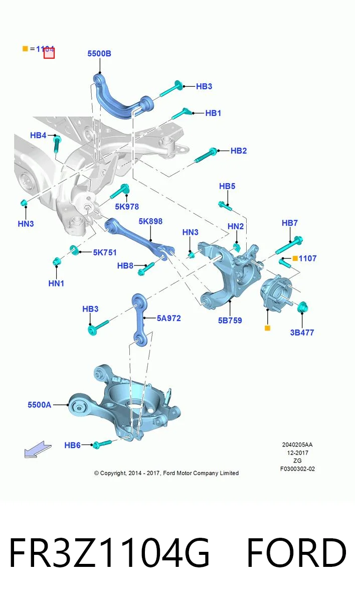 FR3Z1104G Ford Cubo traseiro