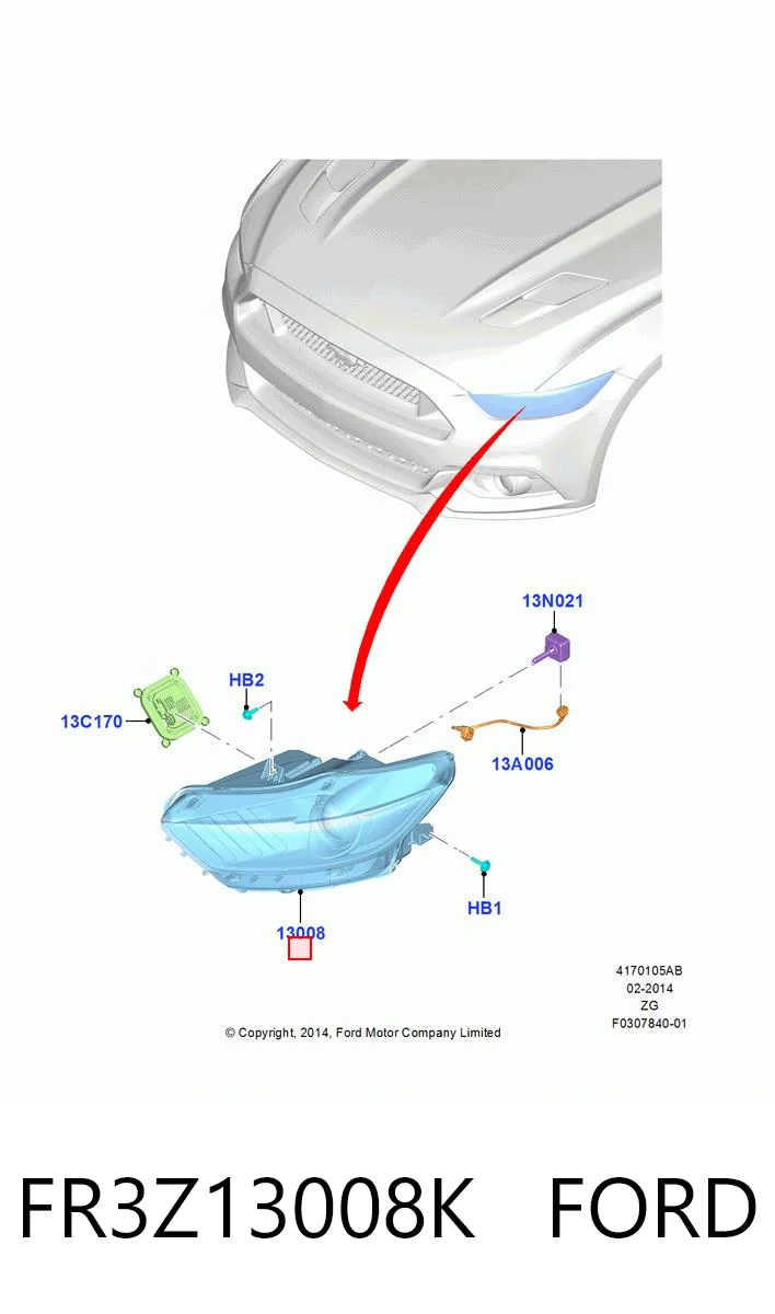Luz esquerda para Ford Mustang VI ZG