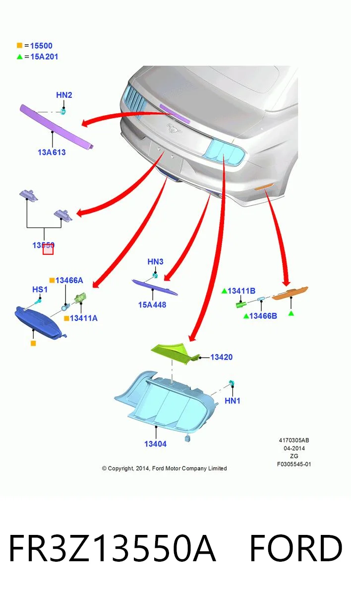 FR3Z13550A Ford Lanterna da luz de fundo de matrícula traseira