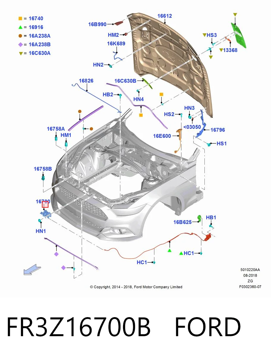 Fecho da capota para Ford Mustang VI ZG
