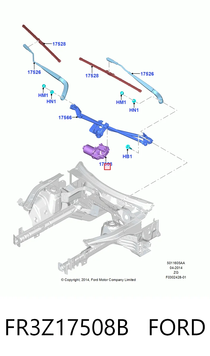 Motor de limpador pára-brisas do pára-brisas para Ford Mustang VI ZG