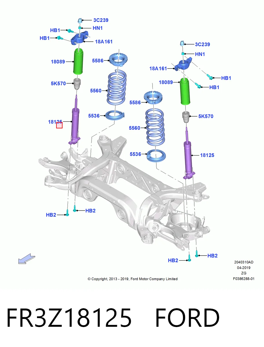 FR3Z18125 Ford Amortecedor traseiro