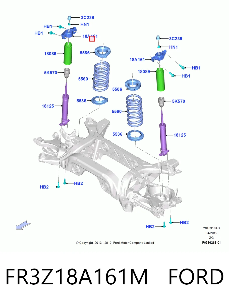  Suporte de amortecedor traseiro Ford Mustang VI coupé (ZG) (2014 - 2023) VI