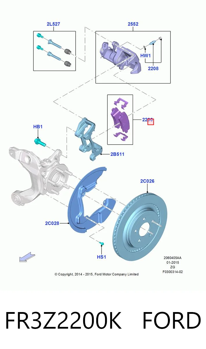 FR3Z2200K Ford Sapatas do freio traseiras de disco