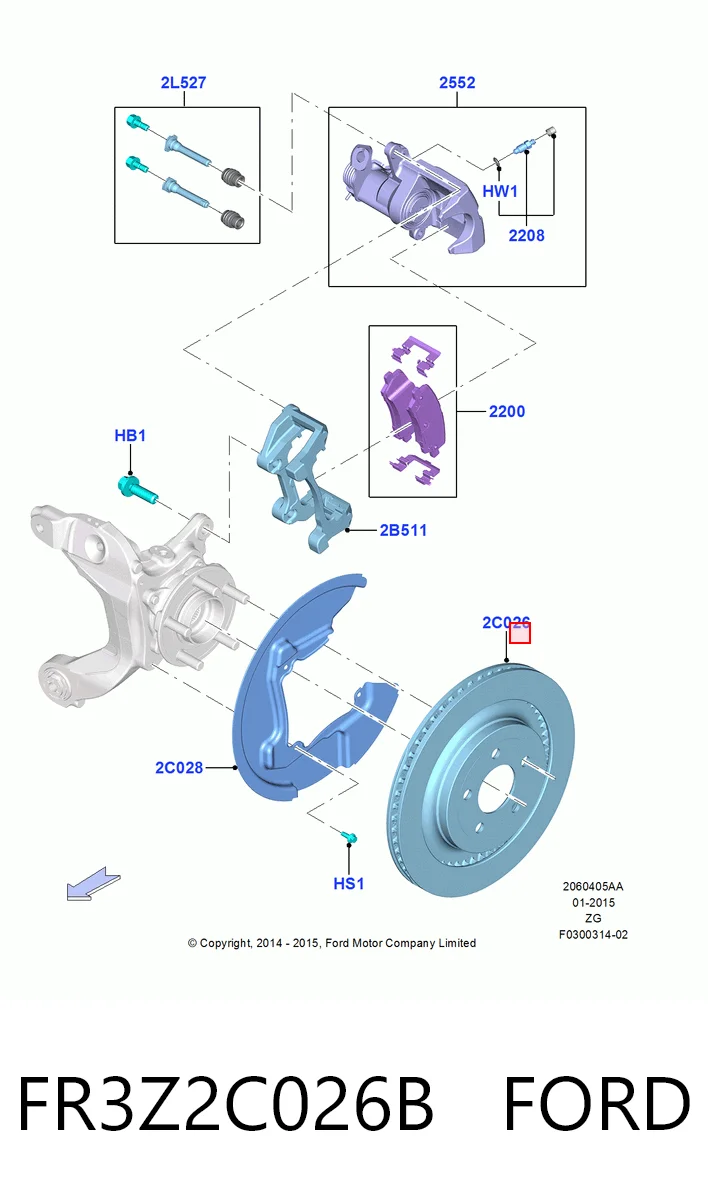 FR3Z2C026B Ford Disco do freio traseiro