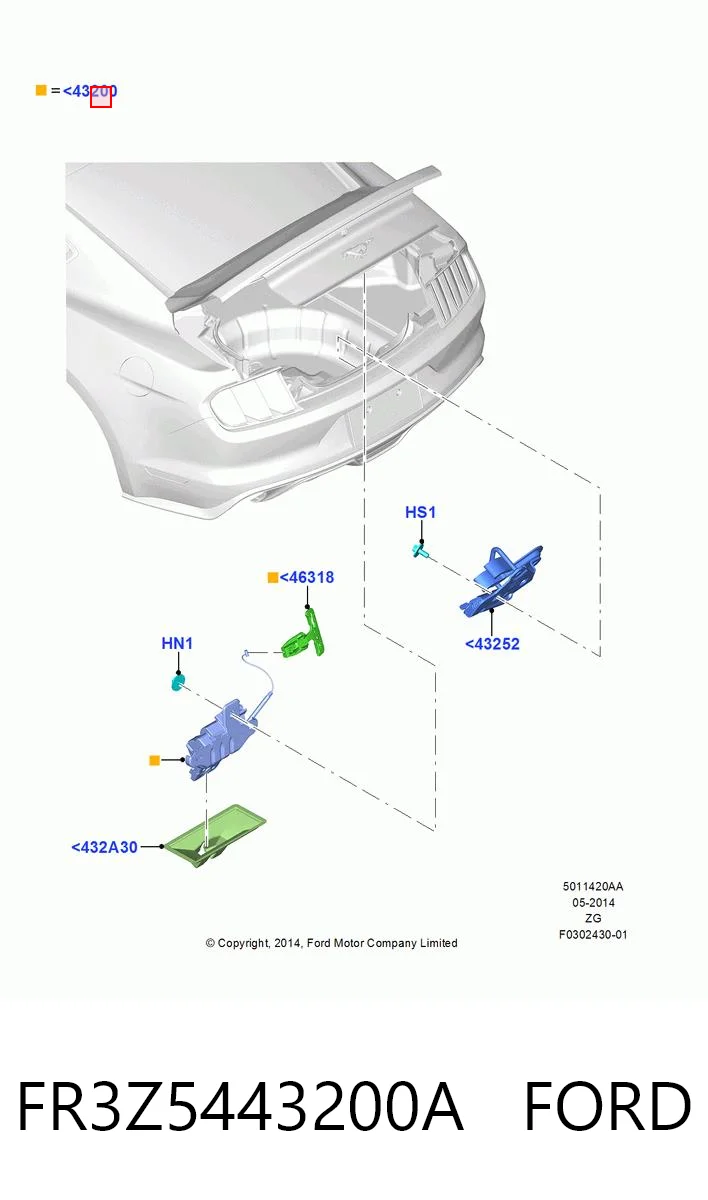 FR3Z5443200A Ford Fecho de tampa de porta-malas (de 3ª/5ª porta traseira)