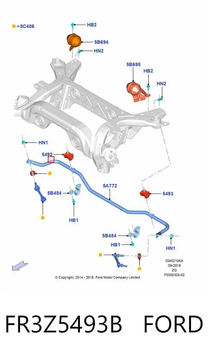 FR3Z5493B Ford Bucha de estabilizador traseiro