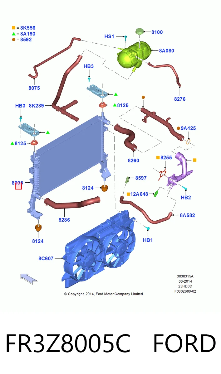 Radiador de esfriamento de motor para Ford Mustang VI ZG