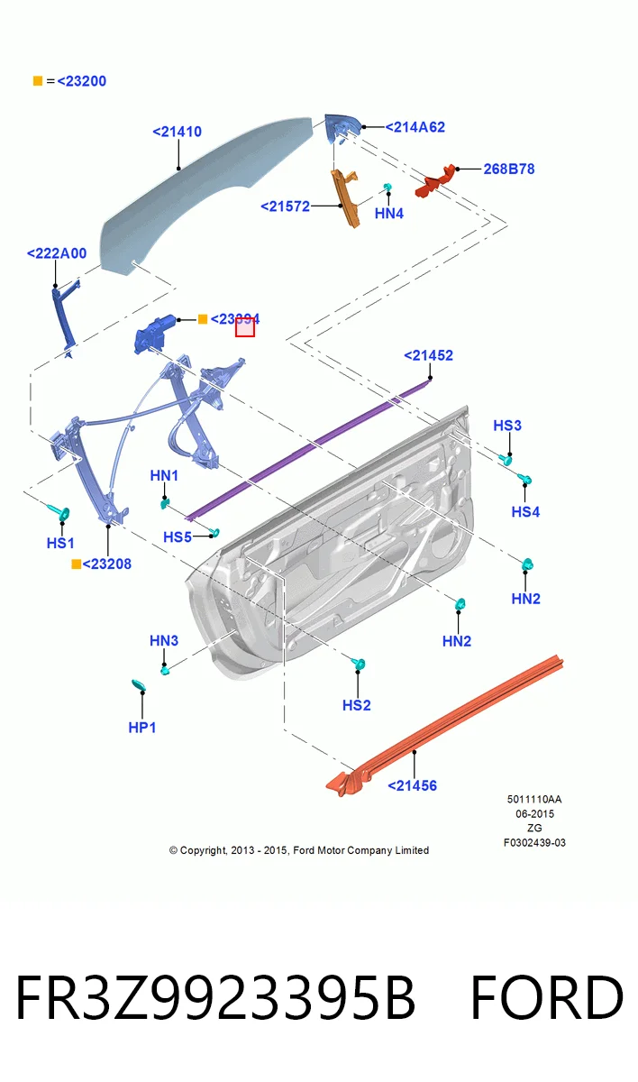 FR3Z9923395B Ford Motor de acionamento de vidro da porta dianteira esquerda