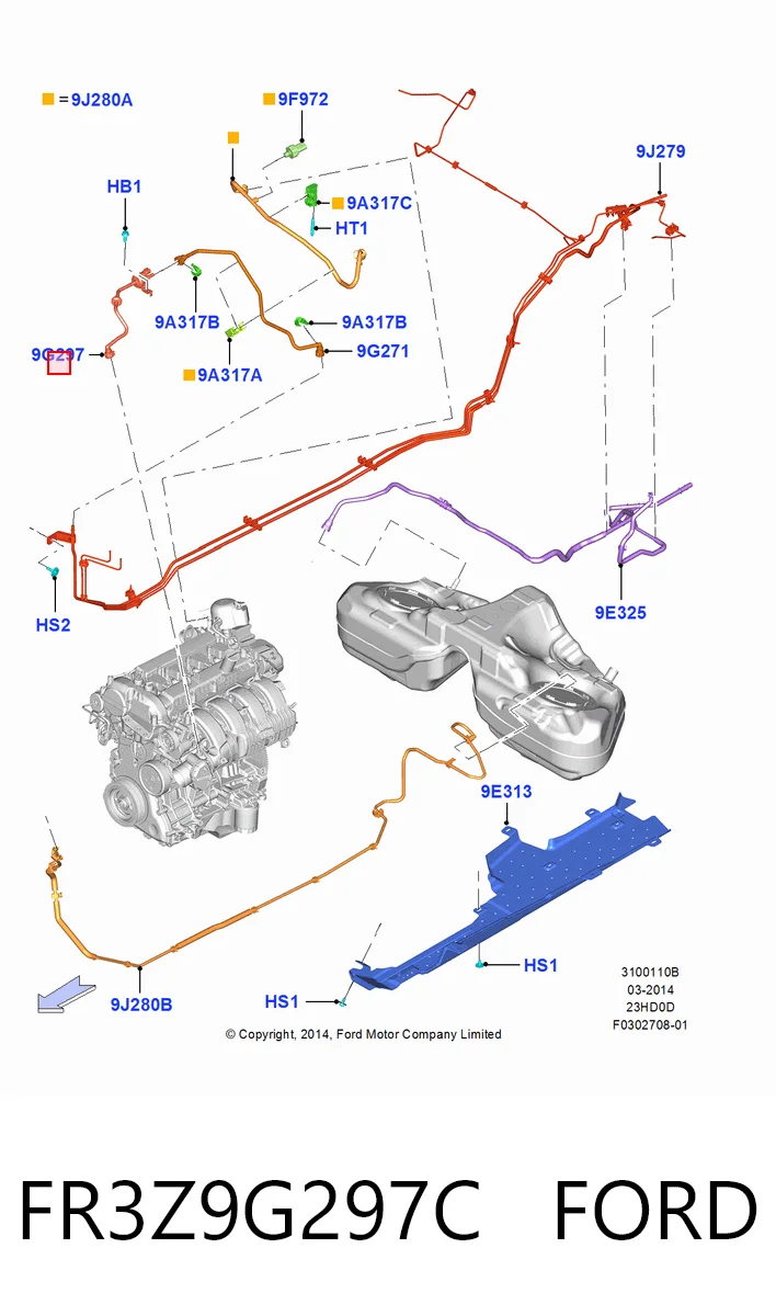 FR3Z9G297C Ford Válvula de adsorvedor dos vapores de combustível