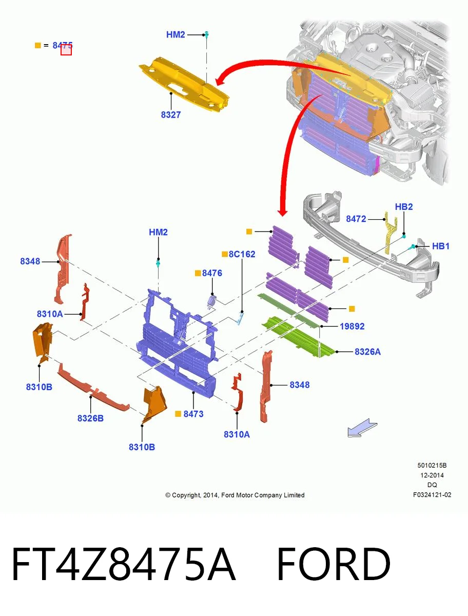 FT4Z8475A Ford Perciana do radiador de esfriamento