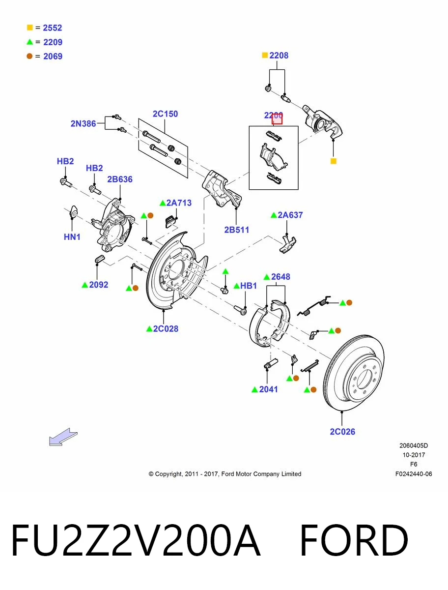 FU2Z2V200A Ford Sapatas do freio traseiras de disco