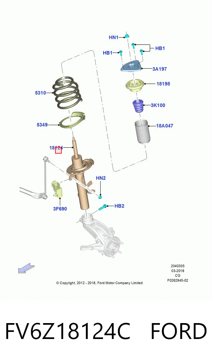 FV6Z18124C Ford Amortecedor dianteiro esquerdo