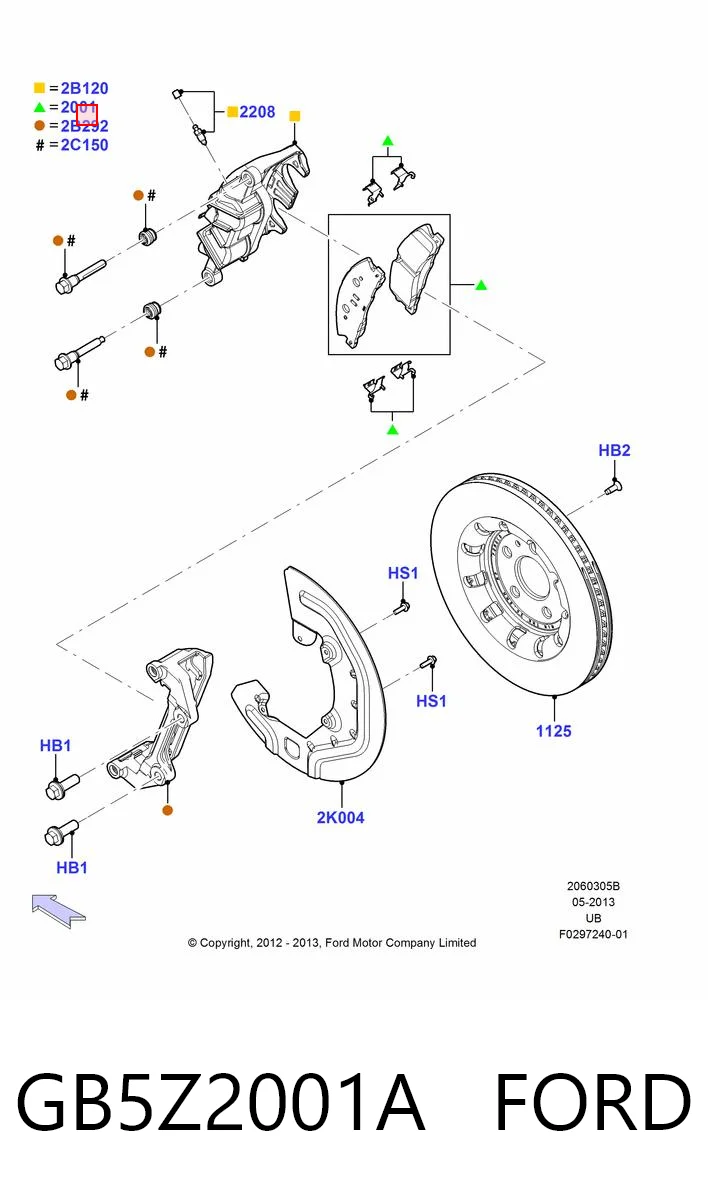 GB5Z2001A Ford Sapatas do freio dianteiras de disco
